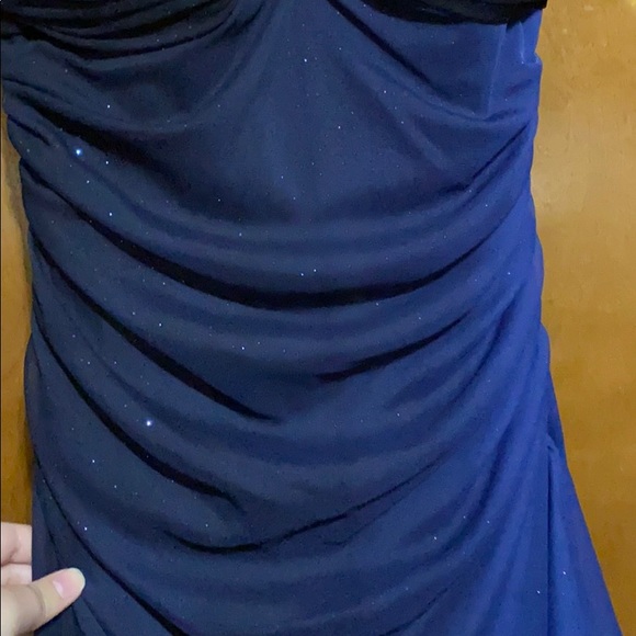 Navy Gradient Backless Floor Length Prom Dress - Picture 3 of 6